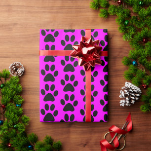 Papier Cadeau Empreintes de pattes de chien/chat/animal noir sur
