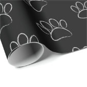 Papier Cadeau Empreintes de pattes De Chien De Cartoon De Chalk (Coin rond)