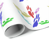 Papier Cadeau Empreintes de pattes de chiens avec Pois (Coin rond)