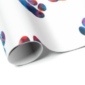 Papier Cadeau Empreintes de pattes de chiens - Encre dans l'eau (Coin rond)