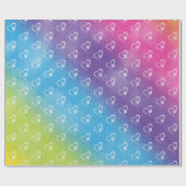 Papier Cadeau Empreintes de pattes de chiens et coeur (Plat)