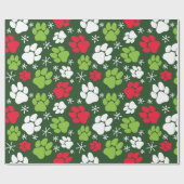 Papier Cadeau Empreintes de pattes de chiens et flocons de neige (Plat)