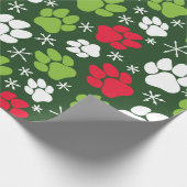 Papier Cadeau Empreintes de pattes de chiens et flocons de neige (Coin)