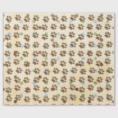 Papier Cadeau Empreintes de pattes de chiens sur Pois (Plat)