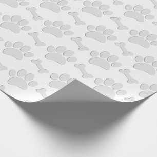 Papier Cadeau Empreintes de pattes de chiot et os personnalisés