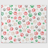 Papier Cadeau Empreintes de pattes de doodles Noël  (Plat)