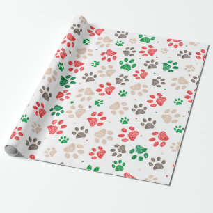 Papier Cadeau Empreintes de pattes de doodles Noël
