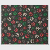 Papier Cadeau Empreintes de pattes de doodles Noël (Plat)