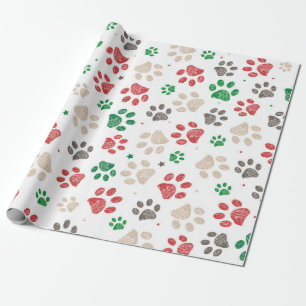 Papier Cadeau Empreintes de pattes de Noël