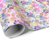 Papier Cadeau Empreintes sur papier d'enveloppement rose (Coin rond)