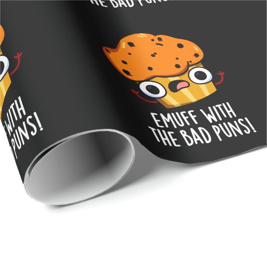 Papier Cadeau Emuff Avec Les Mauvais Puns Alimentation Muffin Pu (Coin rond)