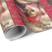 Papier Cadeau En attente de Père Noël Christmas YorkieGloss (Coin rond)