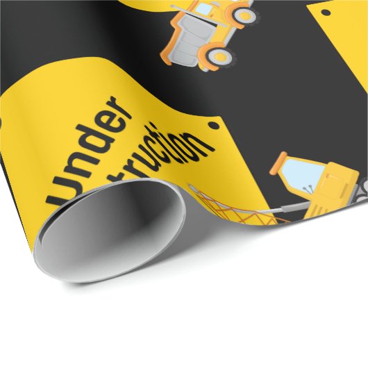 Papier Cadeau En construction avec camions (Coin rond)