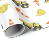Papier Cadeau En construction Camion de vidange Anniversaire Que (Coin rond)