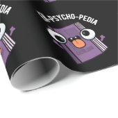 Papier Cadeau En-psycho-pedia Funny Encyclopedia Pun Dark BG (Coin rond)