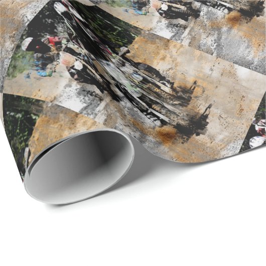 Papier Cadeau En route ! - Motocross Racer (Coin rond)