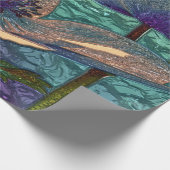 Papier cadeau en verre de fleur bleu métallisé (Coin)