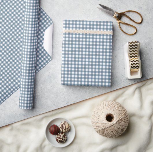 Papier Cadeau En vichy bleu (Artisanat)