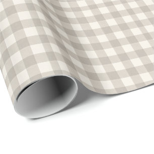 Papier Cadeau en vichy contrôle poli beige neutre