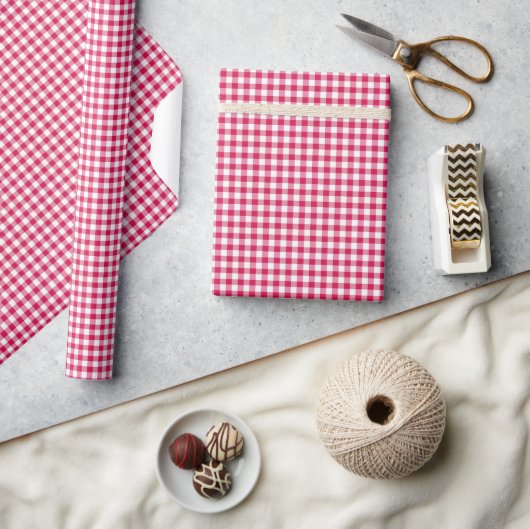 Papier Cadeau En vichy framboise classique (Artisanat)