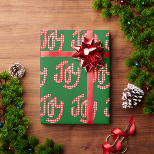 Papier Cadeau en vichy Joie Sur Vert (Cadeau de vacances)