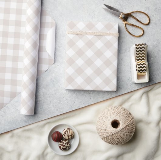 Papier Cadeau En vichy neutres rustiques (Artisanat)