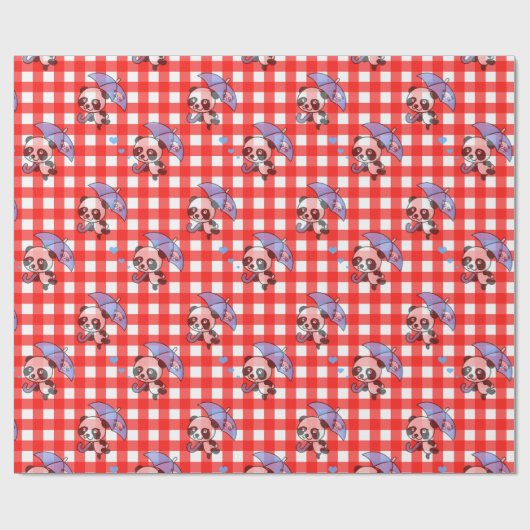 Papier Cadeau En vichy rouge mou (Plat)