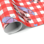 Papier Cadeau En vichy rouge mou (Coin rond)