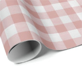 Papier Cadeau En vichy rustique rose poussiéreux (Coin rond)