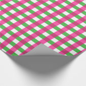Papier Cadeau en vichy vérifier Motif rose chaud et vert (Coin)