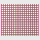 Papier Cadeau en vichy vérifier Motif rose chaud et vert (Plat)