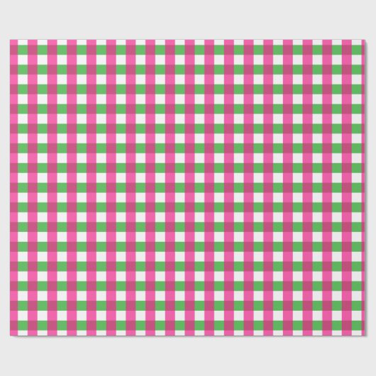Papier Cadeau en vichy vérifier Motif rose chaud et vert (Plat)
