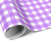 Papier Cadeau En vichy violet brillant (Coin rond)