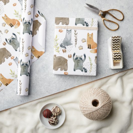 Papier Cadeau Enchanted Forest Animaux Baby shower Cadeau (Artisanat)
