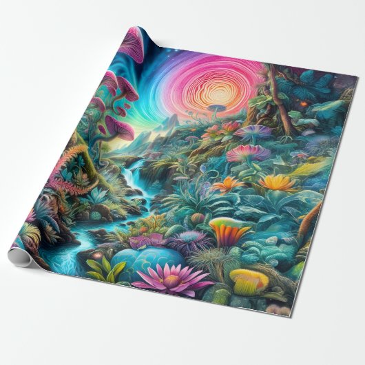 Papier Cadeau Enchanted Psychedelic Dreamscape (Déroulé)