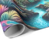Papier Cadeau Enchanted Psychedelic Dreamscape (Coin rond)