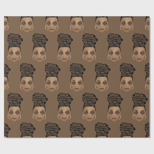 Papier Cadeau Encourageant les femmes noires, cheveux naturels,  (Plat)