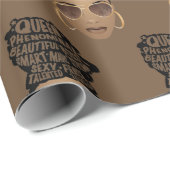 Papier Cadeau Encourageant les femmes noires, cheveux naturels,  (Coin rond)
