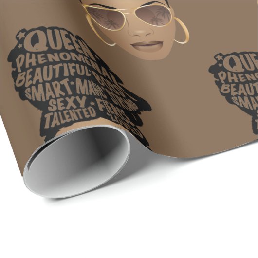Papier Cadeau Encourageant les femmes noires, cheveux naturels,  (Coin rond)