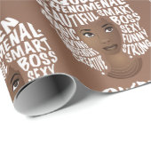 Papier Cadeau Encouragement des femmes noires, beauté des cheveu (Coin rond)