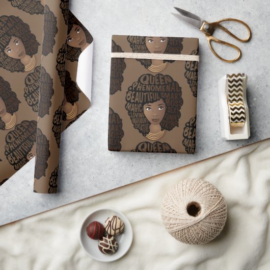 Papier Cadeau Encourager les femmes noires, Brown (Artisanat)