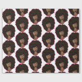 Papier Cadeau Encourager les femmes noires, cheveux naturels (Plat)