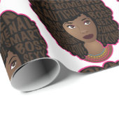 Papier Cadeau Encourager les femmes noires, cheveux naturels (Coin rond)