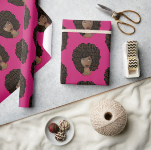 Papier Cadeau Encourager les femmes noires, rose magenta