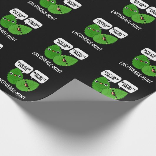 Papier Cadeau Encouragez la menthe Positive Mint Pun Dark BG (Coin)