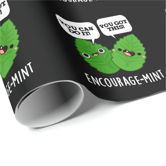 Papier Cadeau Encouragez la menthe Positive Mint Pun Dark BG (Coin rond)