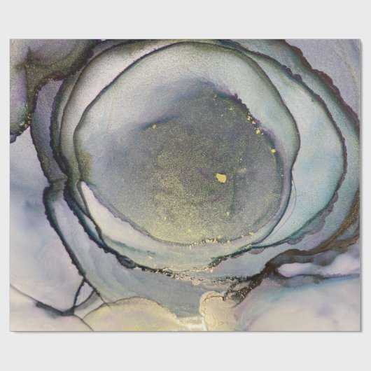 Papier Cadeau Encre Abstraite d'alcool brillant violet Turquoise (Plat)