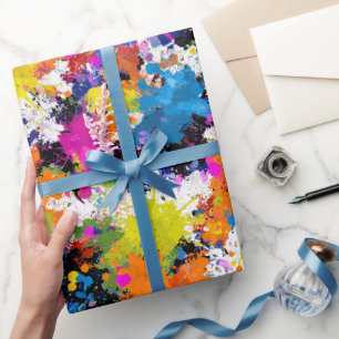 Papier Cadeau Encre artistique éclaboussée motif abstrait multic