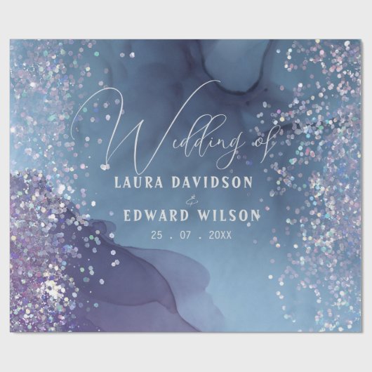 Papier Cadeau encre d'alcool bleu et violet avec mystique de par (Plat)