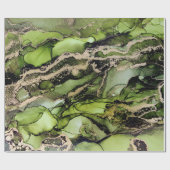 Papier Cadeau Encre d'alcool noir Jade Green (Plat)